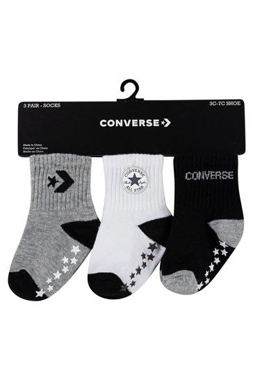 Converse Black Star Gripper Socks 3 PK