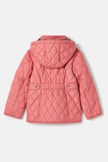 Buy Joules Marsdale Pink Showerproof Diamond Quilted Coat from