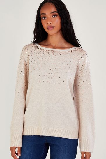 Monsoon Natural Serena Sequin Jumper