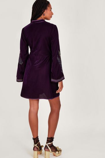 Buy Monsoon Purple Navi Embellished Velvet Dress from Next Ireland