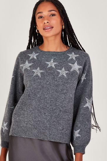 Monsoon Grey Sabrina Star Jumper