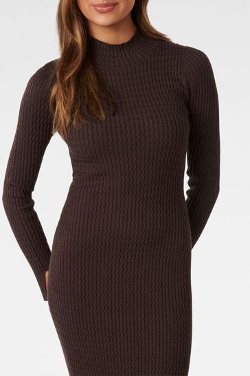 Forever New Brown Georgia Petite Textured Knit Dress