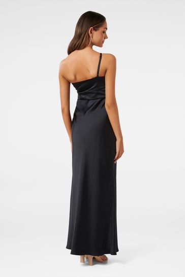 Black satin deals maxi dress
