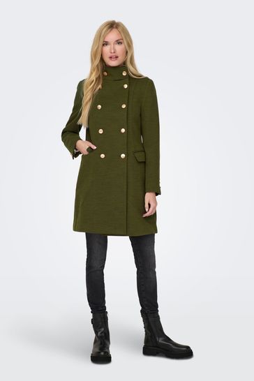 ONLY Olive Green Tailored Military Button Detail Coat