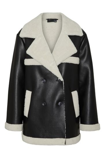 Vero moda white leather cheap jacket