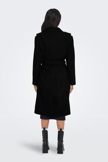 Buy ONLY Black Tailored Coat With Button Up Front and Removable