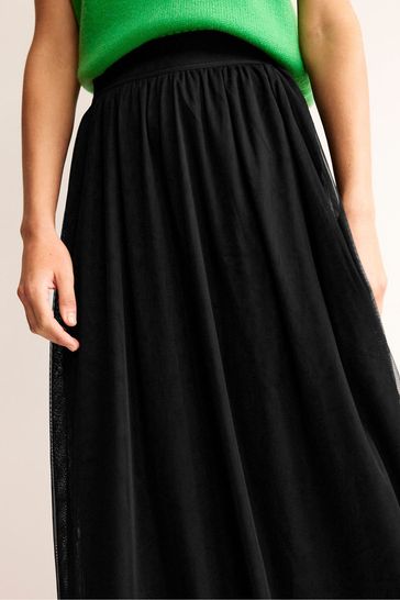 Black tulle pleated midi skirt online