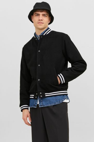 JACK & JONES Black Wool Bomber Jacket