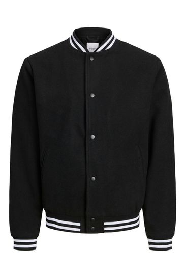 Black wool bomber best sale jacket