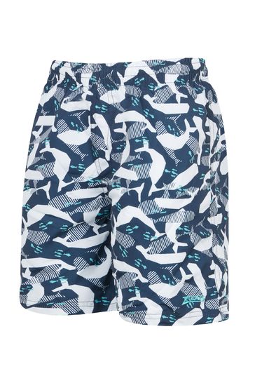 Zoggs Boys Blue Sea Print 15 inch Shorts Eco Fabric Swimwear