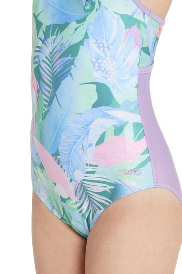 Buy Zoggs Girls Blue Hi Front Crossback Swimsui from Next Turkey