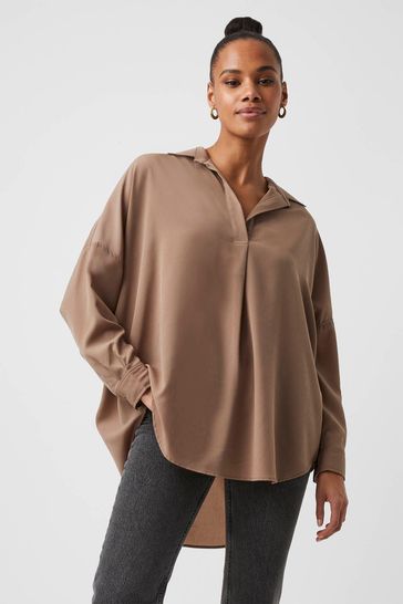 French Connection Rhodes Recycled Crepe Popover Blouse