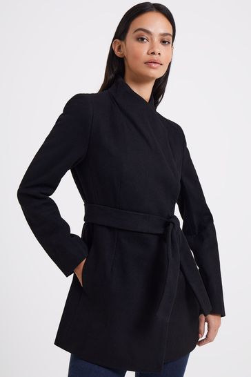 French Connection Platform Felt Cross-Over Coat