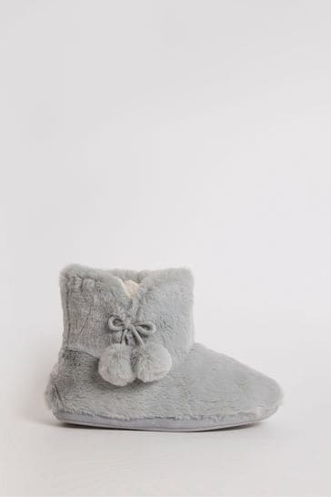Buy Simply Be Grey Wide Fit Faux Fur Lined Slipper Boots from Next Luxembourg
