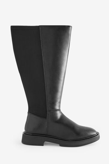 Simply Be Classic Stretch Back Knee High Boots in Wide/Extra Wide Fit