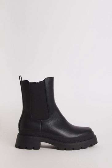 Simply Be Extra Wide Fit Black Chunky Chelsea Ankle Black Boots