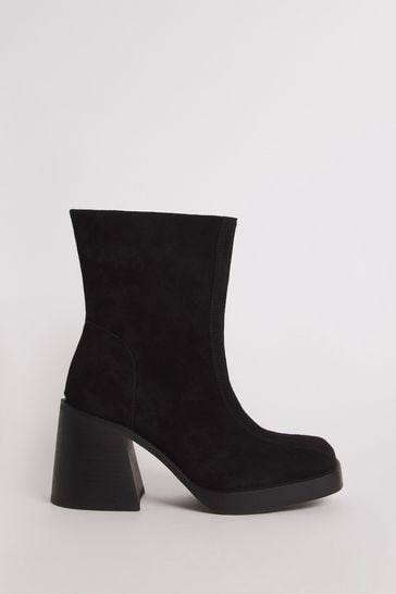 Simply Be Black Suede Wide Fit Platform Classic Ankle Leather Boots