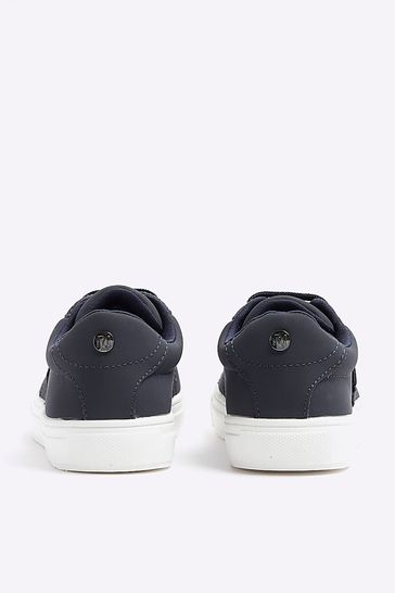Buy River Island Blue Boys Nubuck Velcro Plimsoll Trainers from