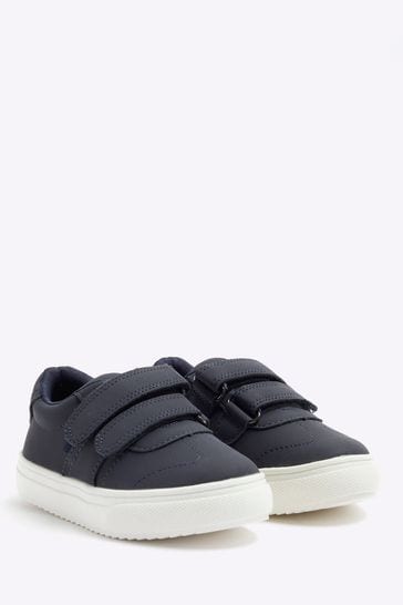 Buy River Island Blue Boys Nubuck Velcro Plimsoll Trainers from