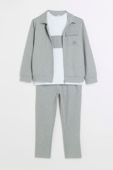 Buy River Island Grey Boys Herringbone 3 Piece Set from Next Poland