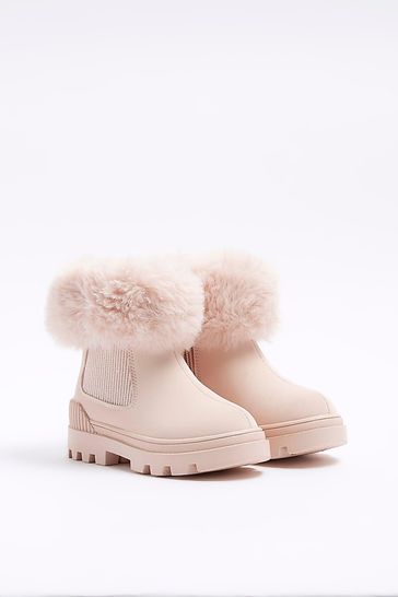 Buy River Island Pink Girls Faux Fur Cuff Boots from Next Germany