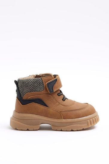 Buy River Island Brown Boys Worked Velcro Boots from Next Bahrain