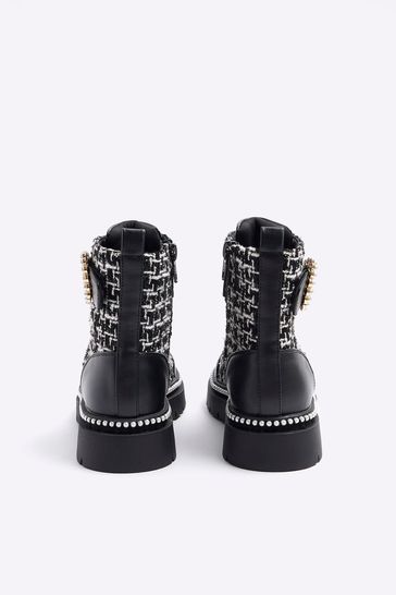 River island black buckle boots online