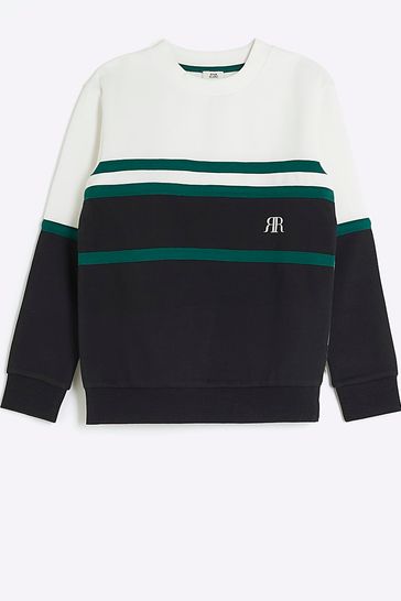 Buy River Island Black Boys Blocked Taped Sweatshirt from Next