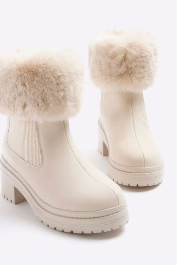 Fur cuff top booties