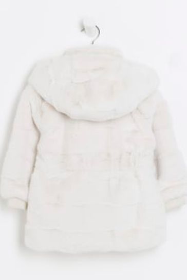 River island white fur shop coat