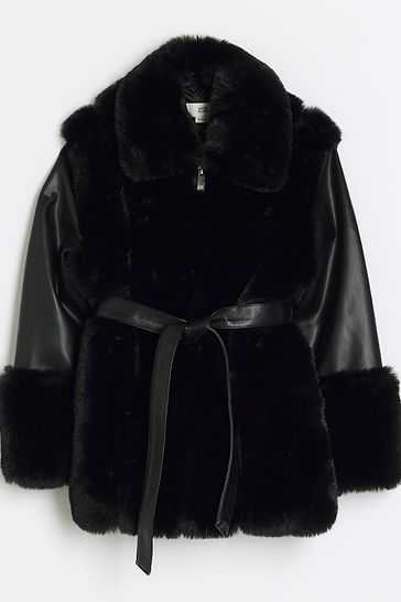 Buy River Island Girls Faux Fur Wrap Coat bei Next Deutschland