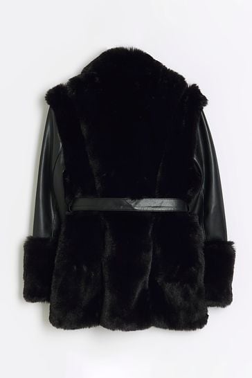 Buy River Island Girls Faux Fur Wrap Coat bei Next Deutschland