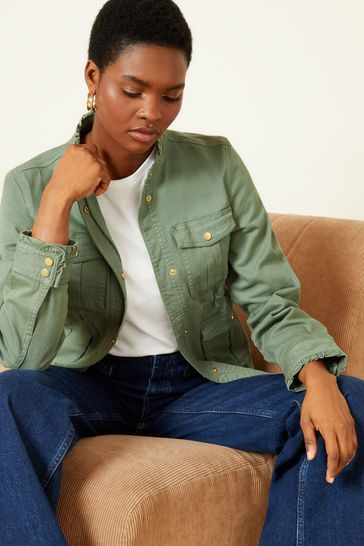 Buy Love Roses Khaki Green Utility Front Pocket Button Through Jacket from Next Bahrain