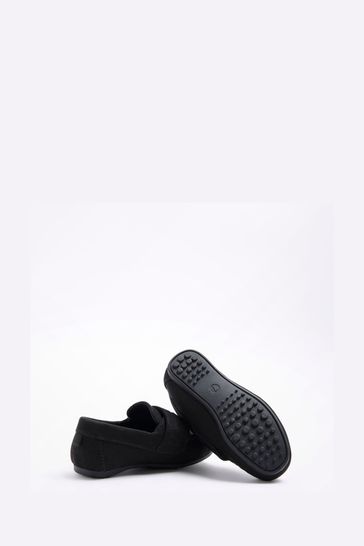 Buy River Island Black Boys Velcro Loafers from Next Luxembourg