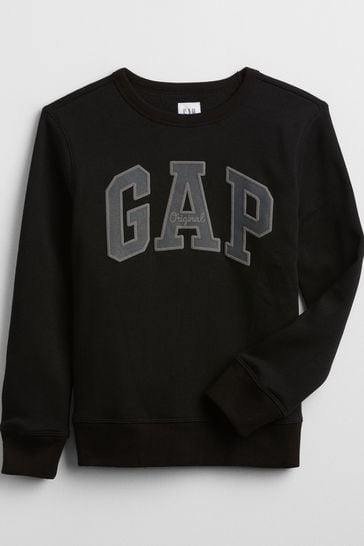 Sudadera negra de cuello redondo y logotipo de Gap (4-13años)