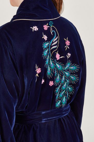 Buy Monsoon Blue Prue Peacock Embroidered Dressing Gown from Next