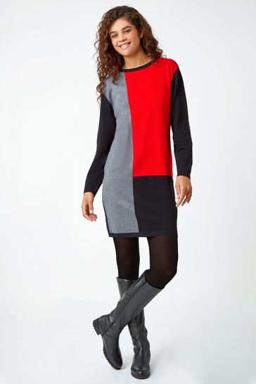 Black and red jumper dress top