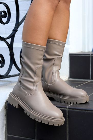 Grey chunky discount chelsea boots