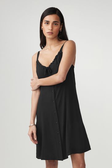 Black Mini Tie Front Summer Dress