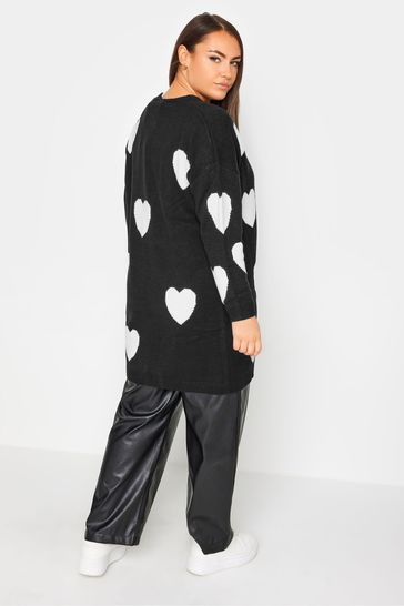 Yours Curve Black Heart Cardigan