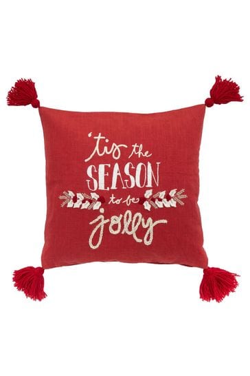 Gallery Home Red Christmas Tis The Season Cushion Cover 45x45cm