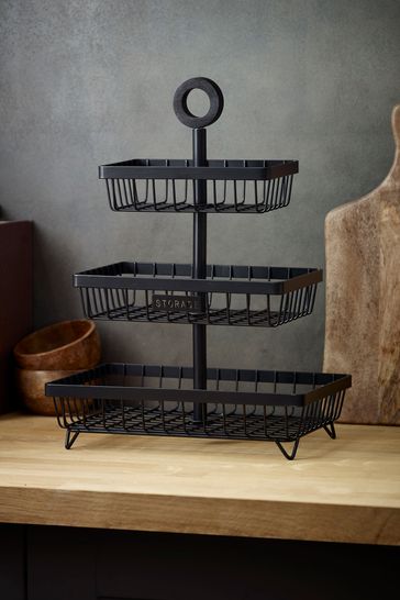 Black Bronx 3 Tier Fruit Basket