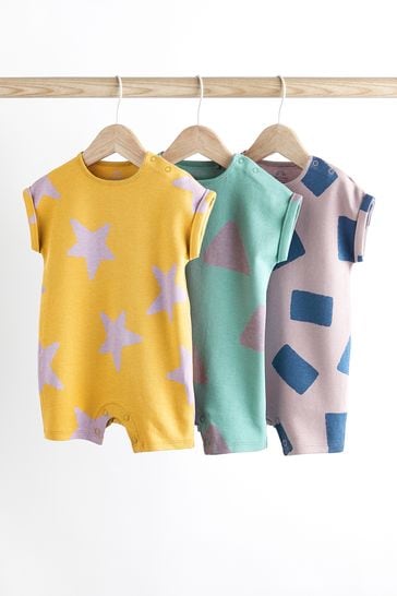 Multi Abstract Baby Jersey Rompers 3 Pack
