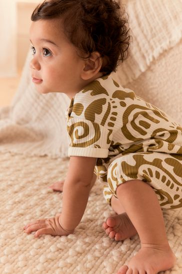 Green White Print Baby 100 Cotton Jersey Romper
