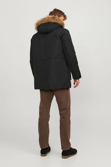 Fur trim hooded parka clearance