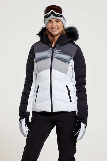 White ski coat with fur hood new arrivals