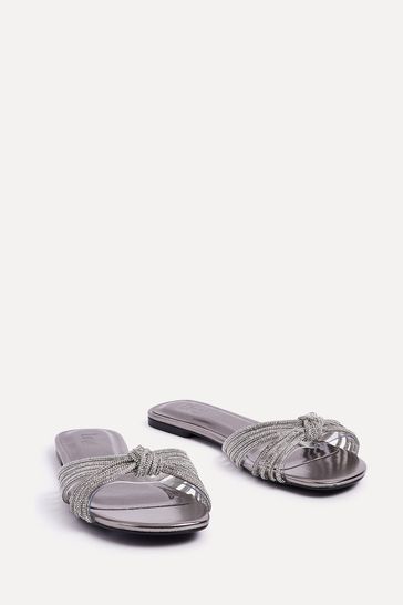 Silver flat sandals best sale