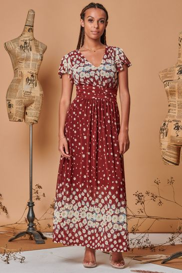Jolie Moi Carlii Symmetrical Print Mesh Maxi Dress
