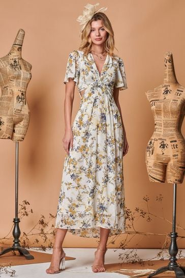 Cream chiffon maxi dress outlet
