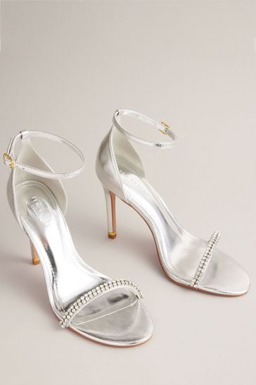 Buy Ted Baker Silver Helenni Crystal Strap Heeled Sandals from